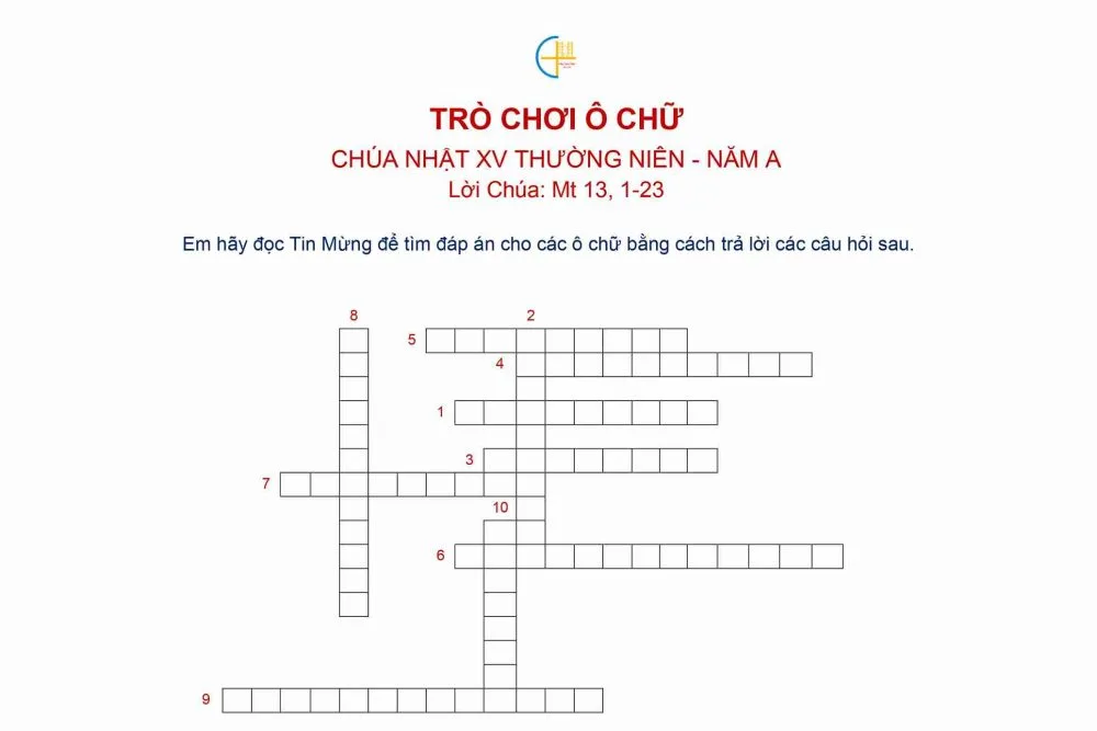 Trò chơi ô chữ – Chúa Nhật XV Thường Niên – Năm A