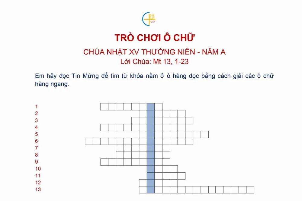 Trò chơi ô chữ – Chúa Nhật XV Thường Niên – Năm A